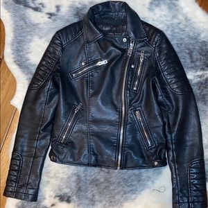 Zara Black Vegan Leather Moto Jacket M
